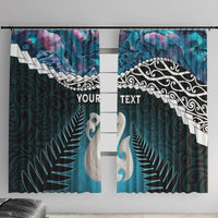 Personalised New Zealand Maori Window Curtain Manaia Paua Shell Turquoise LT7 With Hooks Turquoise - Polynesian Pride