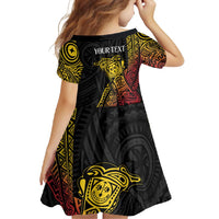 Personalized Papua New Guinea Family Matching Off Shoulder Maxi Dress and Hawaiian Shirt Kundu Drum Carving Motifs LT7 - Polynesian Pride