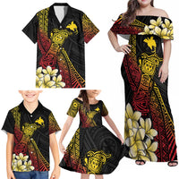 Personalized Papua New Guinea Family Matching Off Shoulder Maxi Dress and Hawaiian Shirt Kundu Drum Carving Motifs LT7 - Polynesian Pride