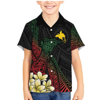 Personalized Papua New Guinea Family Matching Mermaid Dress and Hawaiian Shirt Kundu Drum Motifs - Sepik Colors LT7 Son's Shirt Black - Polynesian Pride