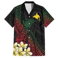 Personalized Papua New Guinea Family Matching Tank Maxi Dress and Hawaiian Shirt Kundu Drum Motifs - Sepik Colors LT7 Dad's Shirt - Short Sleeve Black - Polynesian Pride