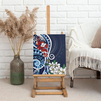 Bula Fiji Tagimaucia Mix Plumeria Masi Tapa Canvas Wall Art Blue LT7 - Polynesian Pride