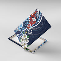 Bula Fiji Tagimaucia Mix Plumeria Masi Tapa Canvas Wall Art Blue LT7 With Frame Blue - Polynesian Pride