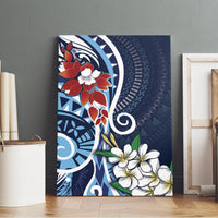 Bula Fiji Tagimaucia Mix Plumeria Masi Tapa Canvas Wall Art Blue LT7 - Polynesian Pride