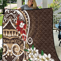 Bula Fiji Tagimaucia Mix Plumeria Masi Tapa Quilt Brown LT7 Brown - Polynesian Pride