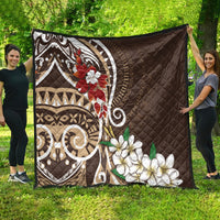 Bula Fiji Tagimaucia Mix Plumeria Masi Tapa Quilt Brown LT7 - Polynesian Pride