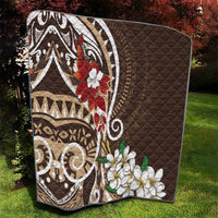 Bula Fiji Tagimaucia Mix Plumeria Masi Tapa Quilt Brown LT7 - Polynesian Pride