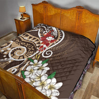 Bula Fiji Tagimaucia Mix Plumeria Masi Tapa Quilt Brown LT7 - Polynesian Pride