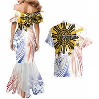 Philippines Independence Day Couples Matching Mermaid Dress and Hawaiian Shirt Eagle Mix Filipino Flag Tribal Style LT7 - Polynesian Pride