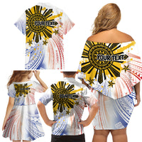 Philippines Independence Day Family Matching Off Shoulder Short Dress and Hawaiian Shirt Eagle Mix Filipino Flag Tribal Style LT7 - Polynesian Pride
