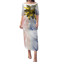 Philippines Independence Day Family Matching Puletasi and Hawaiian Shirt Eagle Mix Filipino Flag Tribal Style LT7 Mom's Dress White - Polynesian Pride