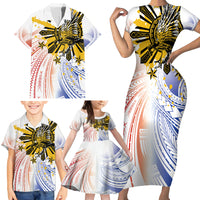 Philippines Independence Day Family Matching Short Sleeve Bodycon Dress and Hawaiian Shirt Eagle Mix Filipino Flag Tribal Style LT7 - Polynesian Pride