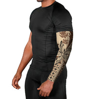 Talofa Samoa Mamanu Siapo Mix Malu Arm Sleeves Classic Beige Frangipani and Turtles LT7 - Polynesian Pride