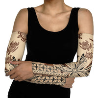 Talofa Samoa Mamanu Siapo Mix Malu Arm Sleeves Classic Beige Frangipani and Turtles LT7 - Polynesian Pride