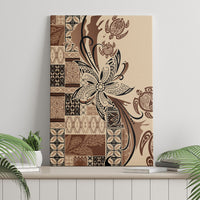 Talofa Samoa Mamanu Siapo Mix Malu Canvas Wall Art Classic Beige Frangipani and Turtles