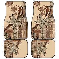 Talofa Samoa Mamanu Siapo Mix Malu Car Mats Classic Beige Frangipani and Turtles