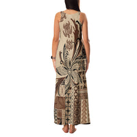Talofa Samoa Mamanu Siapo Mix Malu Family Matching Tank Maxi Dress and Hawaiian Shirt Classic Beige Frangipani and Turtles LT7 - Polynesian Pride