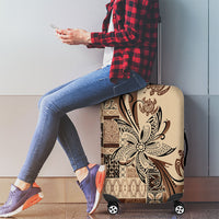 Talofa Samoa Mamanu Siapo Mix Malu Luggage Cover Classic Beige Frangipani and Turtles