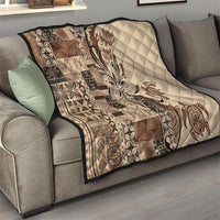 Talofa Samoa Mamanu Siapo Mix Malu Quilt Classic Beige Frangipani and Turtles