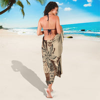 Talofa Samoa Mamanu Siapo Mix Malu Sarong Classic Beige Frangipani and Turtles