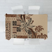 Talofa Samoa Mamanu Siapo Mix Malu Tablecloth Classic Beige Frangipani and Turtles