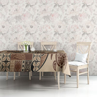 Talofa Samoa Mamanu Siapo Mix Malu Tablecloth Classic Beige Frangipani and Turtles