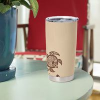 Talofa Samoa Mamanu Siapo Mix Malu Tumbler Cup Classic Beige Frangipani and Turtles