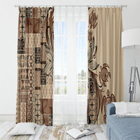 Talofa Samoa Mamanu Siapo Mix Malu Window Curtain Classic Beige Frangipani and Turtles