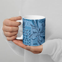 Talofa Samoa Mamanu Siapo Mix Malu Ceramic Mug Cool Blue Frangipani and Turtles
