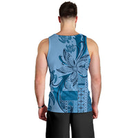 Talofa Samoa Mamanu Siapo Mix Malu Men Tank Top Cool Blue Frangipani and Turtles
