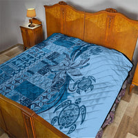 Talofa Samoa Mamanu Siapo Mix Malu Quilt Cool Blue Frangipani and Turtles