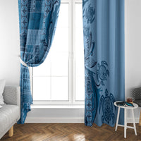 Talofa Samoa Mamanu Siapo Mix Malu Window Curtain Cool Blue Frangipani and Turtles
