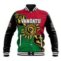 Personalised Vanuatu Baseball Jacket Mix Aboriginal Dot Art LT7 Unisex Art - Polynesian Pride