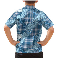 Blue Palaka Hawaii Cowboy Christmas Family Matching Mermaid Dress and Hawaiian Shirt Paniolo Mix Maile Lei LT7 - Polynesian Pride