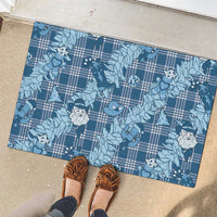 Blue Palaka Hawaii Cowboy Christmas Rubber Doormat Paniolo Mix Maile Lei LT7 - Polynesian Pride