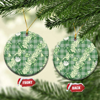 Green Palaka Hawaii Cowboy Christmas Ceramic Ornament Paniolo Mix Maile Lei LT7 Circle Green - Polynesian Pride