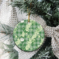 Green Palaka Hawaii Cowboy Christmas Ceramic Ornament Paniolo Mix Maile Lei LT7 - Polynesian Pride