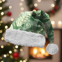 Green Palaka Hawaii Cowboy Christmas Santa Hat Paniolo Mix Maile Lei LT7 With Fur Green - Polynesian Pride