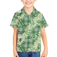 Green Palaka Hawaii Cowboy Christmas Hawaiian Shirt Paniolo Mix Maile Lei - Polynesian Pride