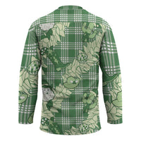 Green Palaka Hawaii Cowboy Christmas Hockey Jersey Paniolo Mix Maile Lei - Polynesian Pride