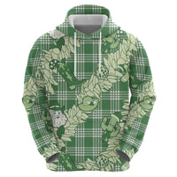 Green Palaka Hawaii Cowboy Christmas Hoodie Paniolo Mix Maile Lei - Polynesian Pride