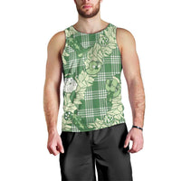 Green Palaka Hawaii Cowboy Christmas Men Tank Top Paniolo Mix Maile Lei - Polynesian Pride