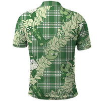 Green Palaka Hawaii Cowboy Christmas Polo Shirt Paniolo Mix Maile Lei - Polynesian Pride