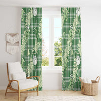 Green Palaka Hawaii Cowboy Christmas Window Curtain Paniolo Mix Maile Lei - Polynesian Pride
