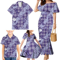 Purple Palaka Hawaii Cowboy Christmas Family Matching Mermaid Dress and Hawaiian Shirt Paniolo Mix Maile Lei LT7 - Polynesian Pride