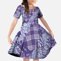 Purple Palaka Hawaii Cowboy Christmas Family Matching Short Sleeve Bodycon Dress and Hawaiian Shirt Paniolo Mix Maile Lei LT7 Daughter's Dress Purple - Polynesian Pride
