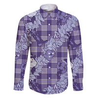 Purple Palaka Hawaii Cowboy Christmas Family Matching Short Sleeve Bodycon Dress and Hawaiian Shirt Paniolo Mix Maile Lei LT7 Dad's Shirt - Long Sleeve Purple - Polynesian Pride