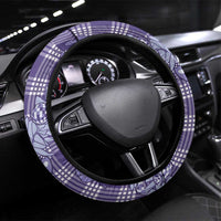 Purple Palaka Hawaii Cowboy Christmas Steering Wheel Cover Paniolo Mix Maile Lei LT7 Universal Fit Purple - Polynesian Pride