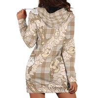Khaki Palaka Hawaii Cowboy Christmas Hoodie Dress Paniolo Mix Maile Lei - Polynesian Pride