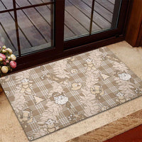 Khaki Palaka Hawaii Cowboy Christmas Rubber Doormat Paniolo Mix Maile Lei LT7 - Polynesian Pride